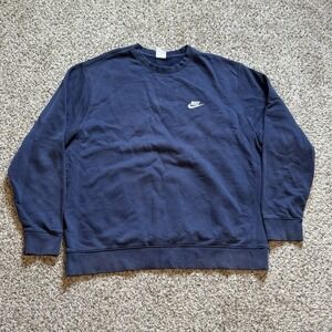 Nike Navy Blue Crewneck Sweatshirt with White Logo